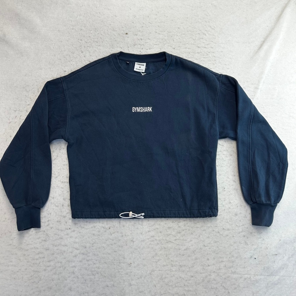 Gymshark Sweatshirt Womens Size M Navy Blue Cropped Drawstring Pullover
